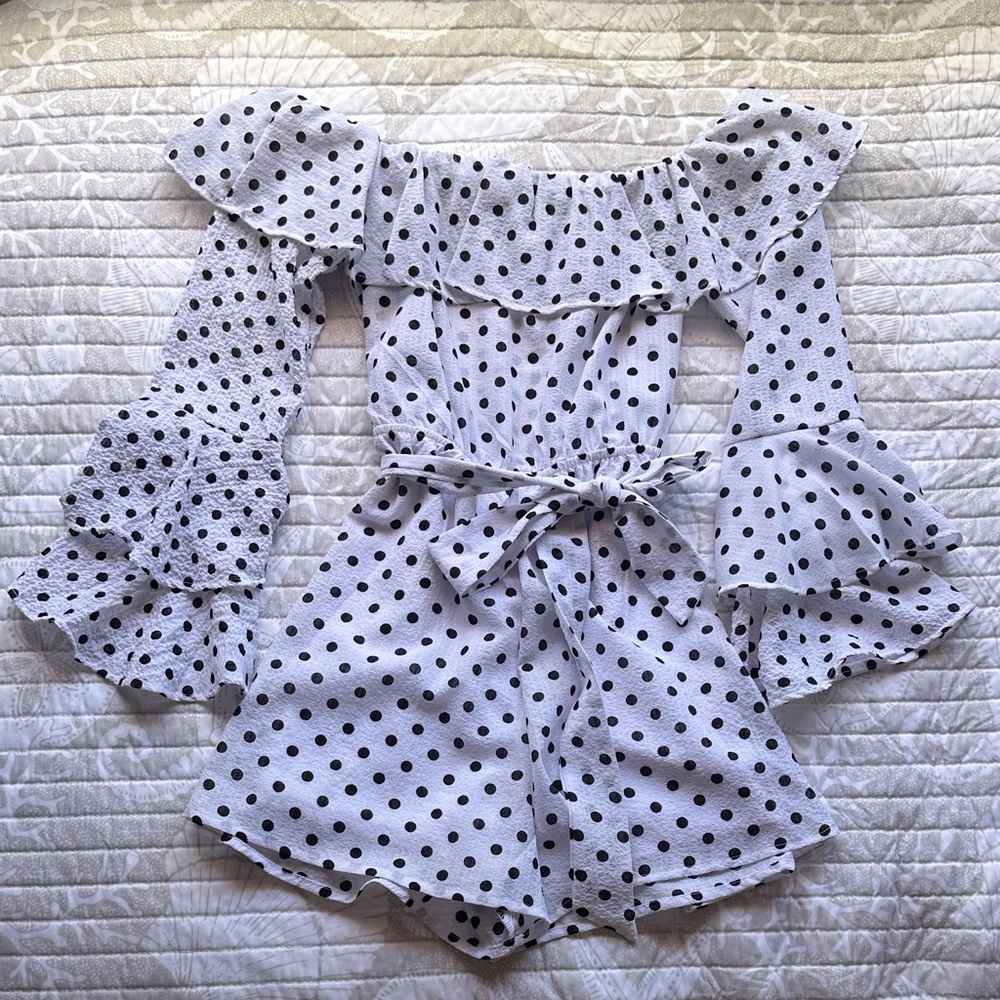 Papaya White Polka Dot Romper